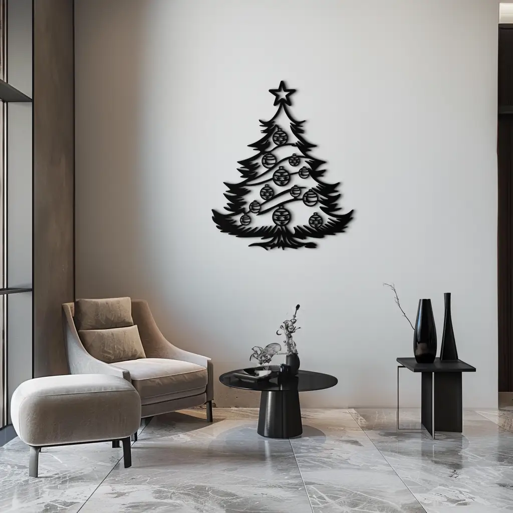 Christmas Tree Metal Wall Art - Festive Holiday Decoration- KAF296 by Enova Art
