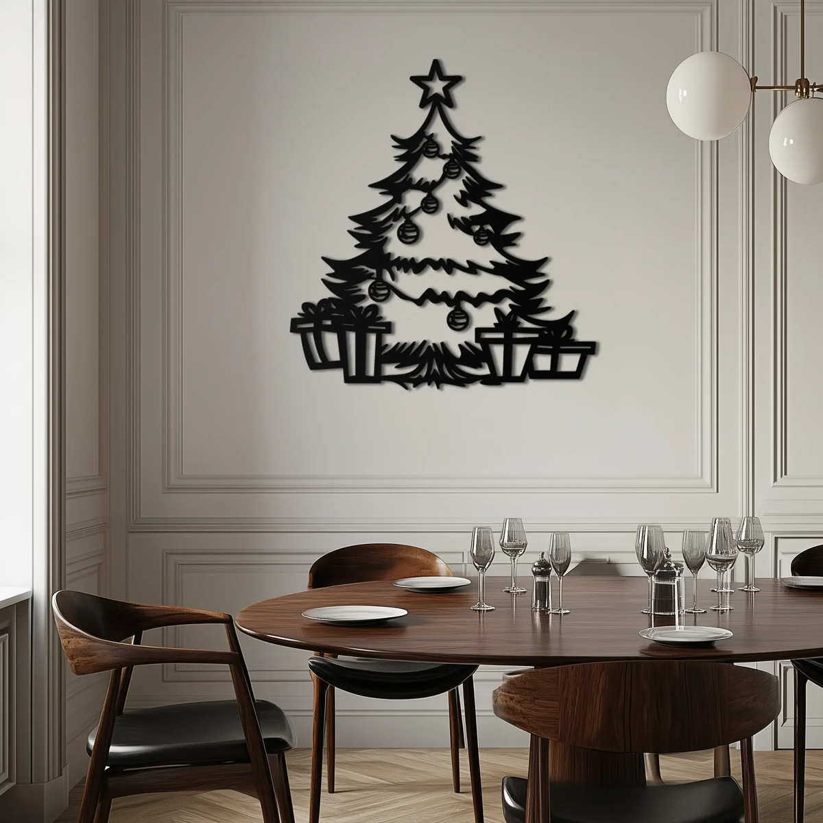 Christmas Tree Metal Wall Art - Festive Holiday Decor with Gifts- KAF298 by Enova Art