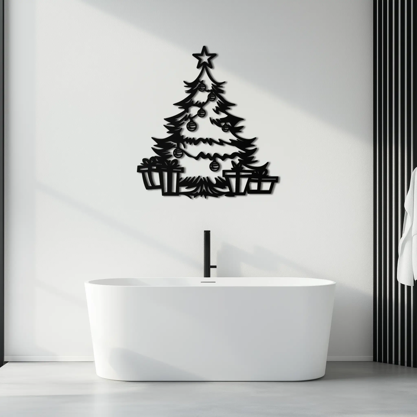 Christmas Tree Metal Wall Art - Festive Holiday Decor with Gifts- KAF298 by Enova Art