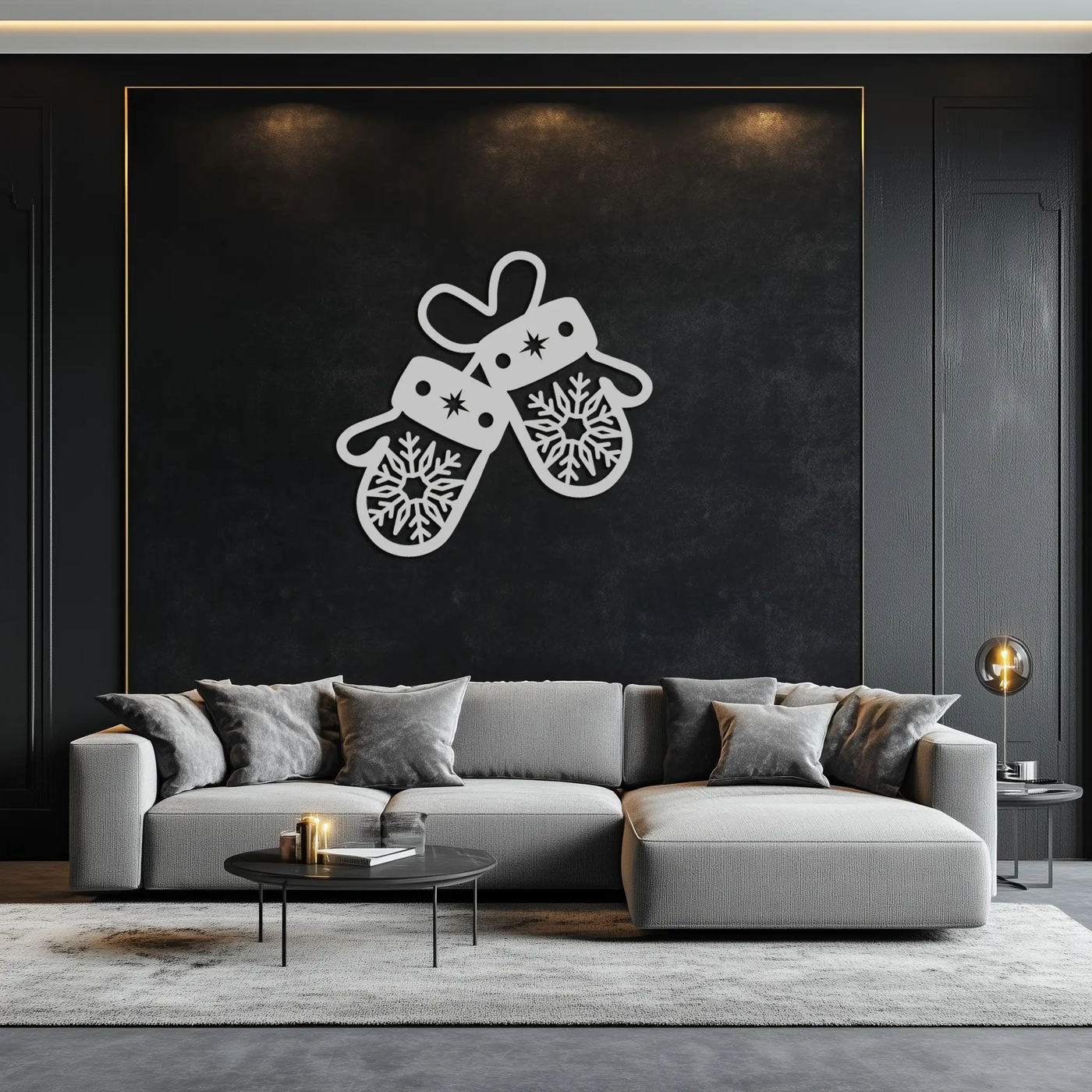 Winter Mittens Metal Wall Art - Cozy Snowflake Gloves Decor- KAF299 by Enova Art