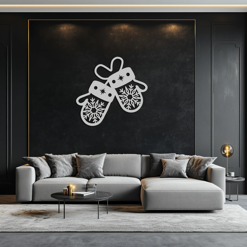 Winter Mittens Metal Wall Art - Cozy Snowflake Gloves Decor- KAF299 by Enova Art