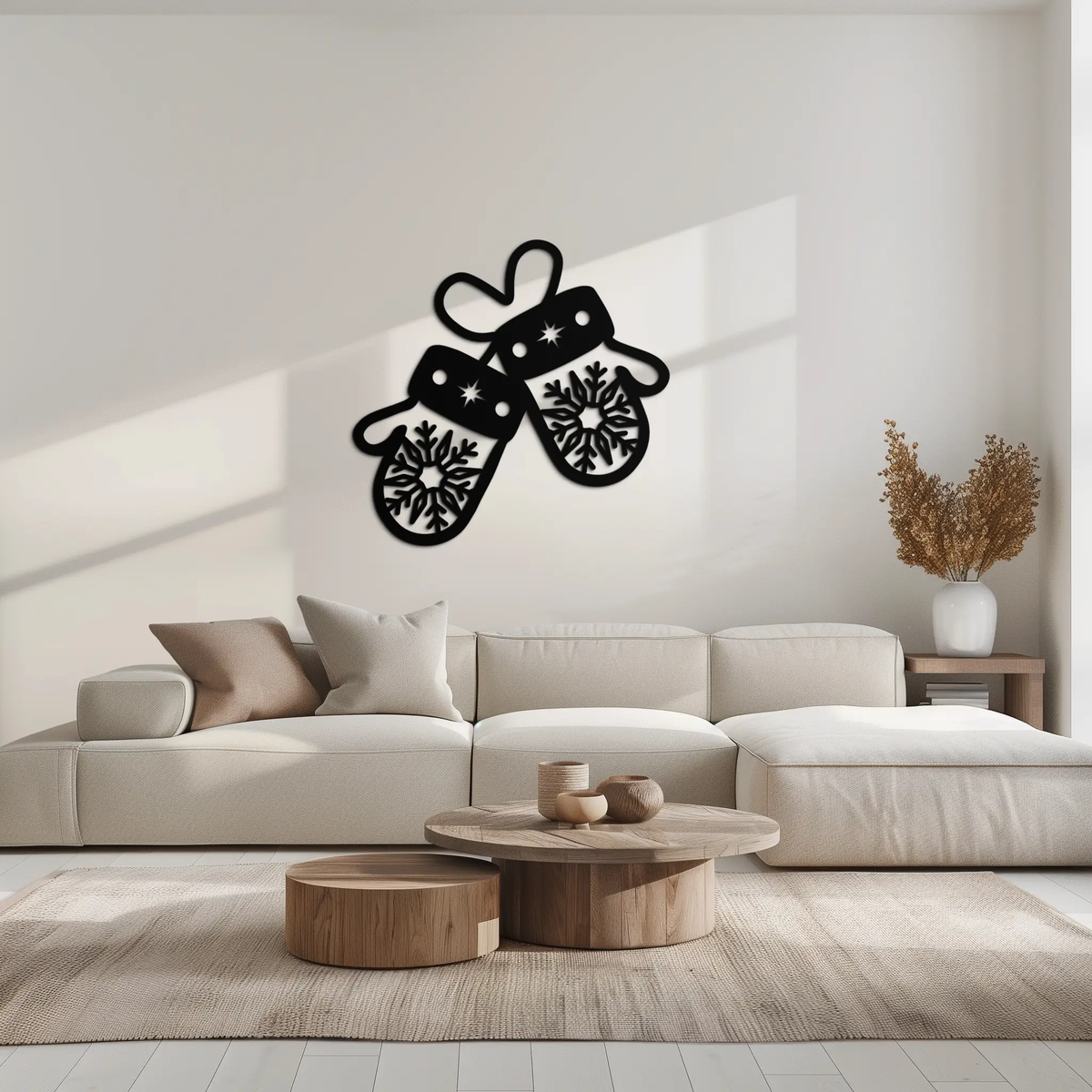 Winter Mittens Metal Wall Art - Cozy Snowflake Gloves Decor- KAF299 by Enova Art