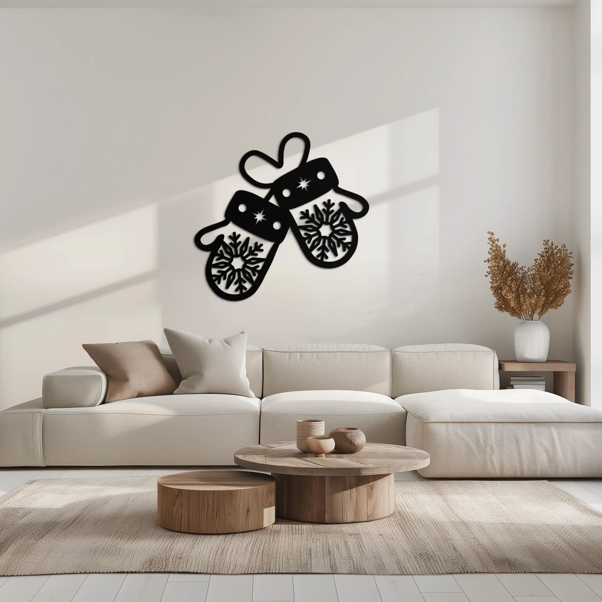 Winter Mittens Metal Wall Art - Cozy Snowflake Gloves Decor- KAF299 by Enova Art