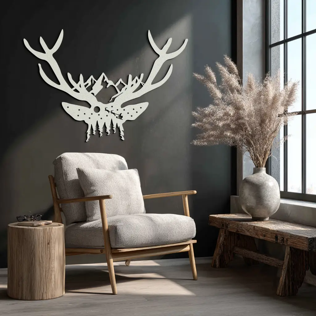 Majestic Deer Skull Metal Wall Art - Nature-Inspired Antler Decor- KAF300 by Enova Art