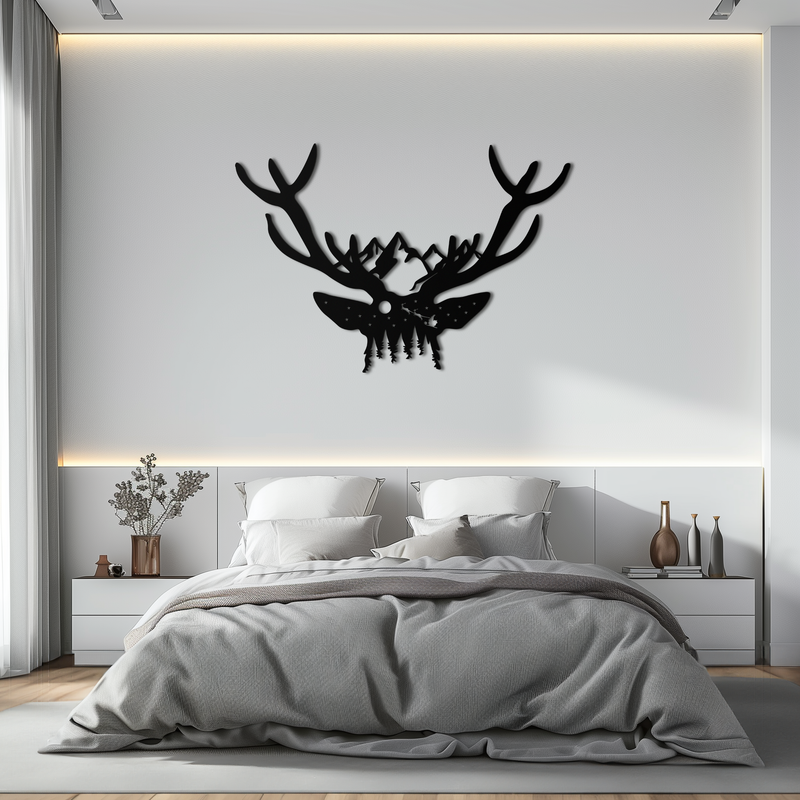 Majestic Deer Skull Metal Wall Art - Nature-Inspired Antler Decor- KAF300 by Enova Art