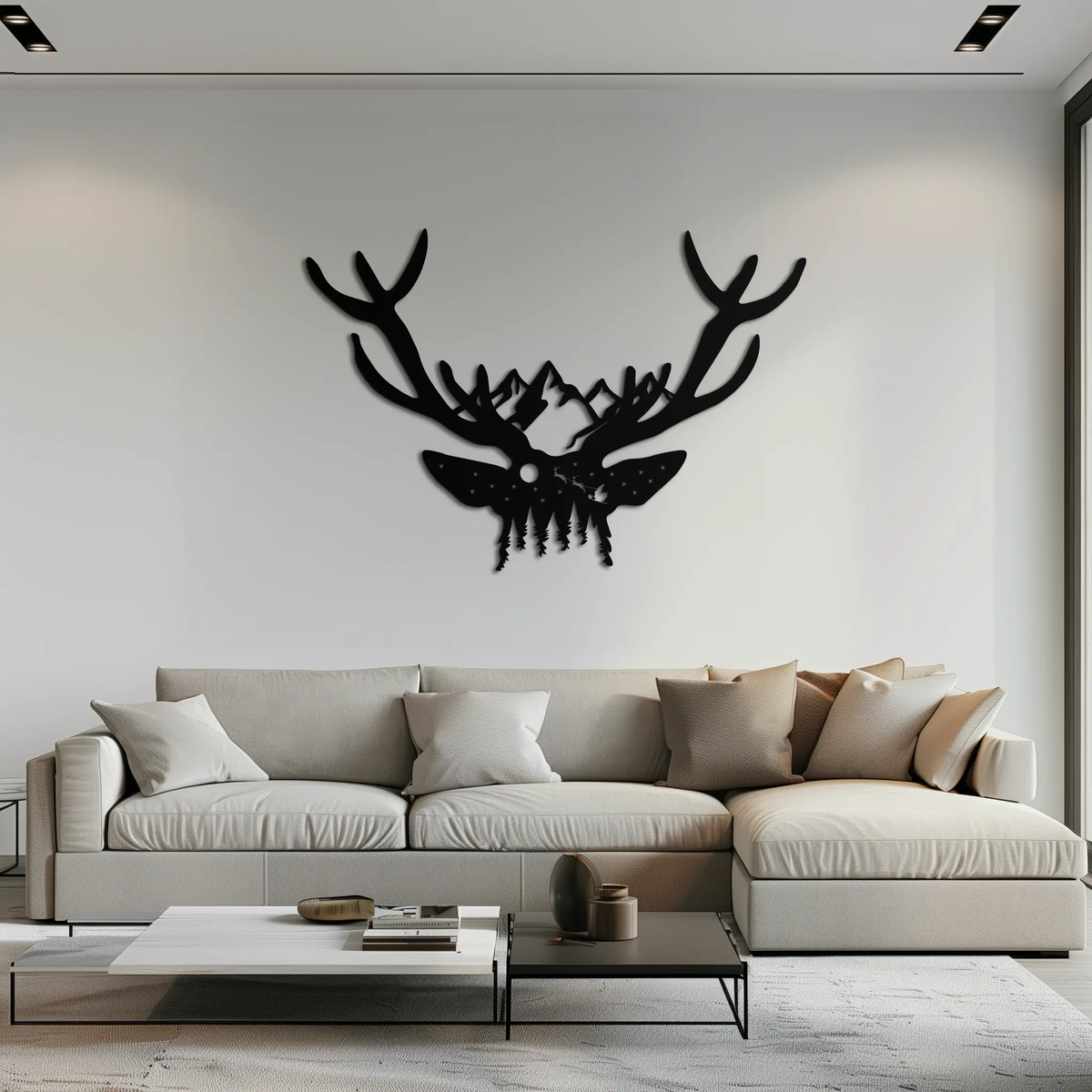 Majestic Deer Skull Metal Wall Art - Nature-Inspired Antler Decor- KAF300 by Enova Art