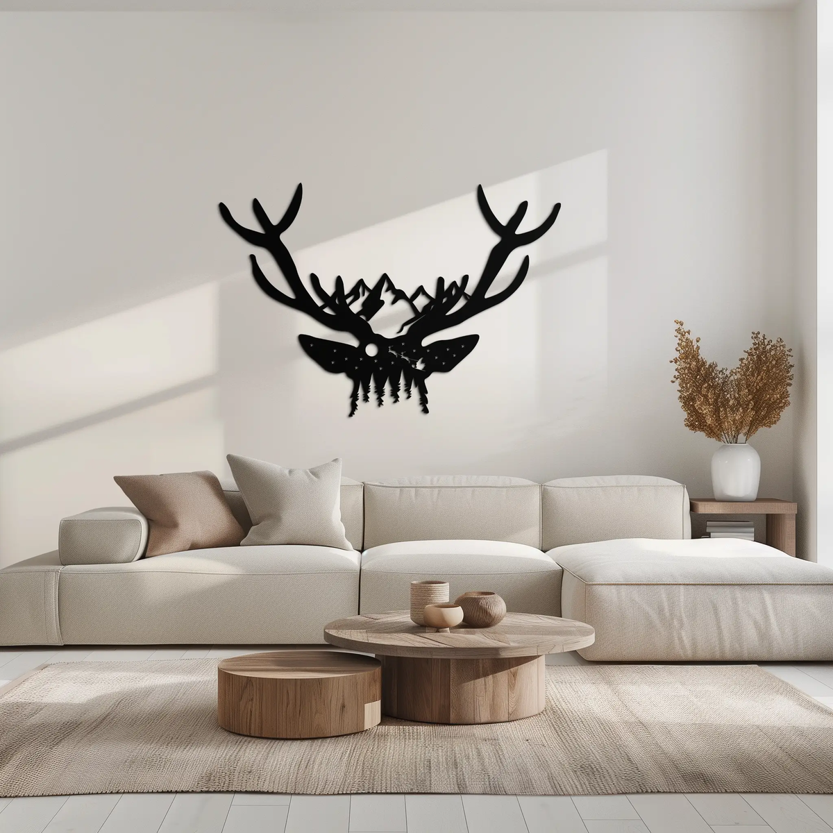 Majestic Deer Skull Metal Wall Art - Nature-Inspired Antler Decor- KAF300 by Enova Art