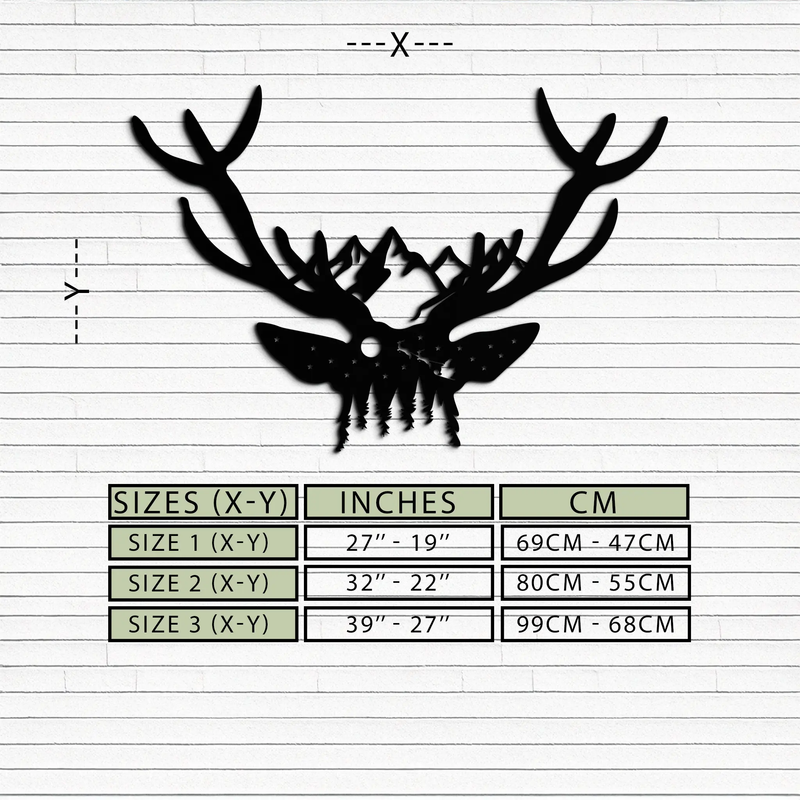Majestic Deer Skull Metal Wall Art - Nature-Inspired Antler Decor- KAF300 by Enova Art