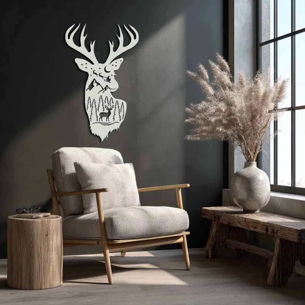 Majestic Deer Metal Wall Art - Nature-Inspired Steel Silhouette Decor- KAF301 by Enova Art