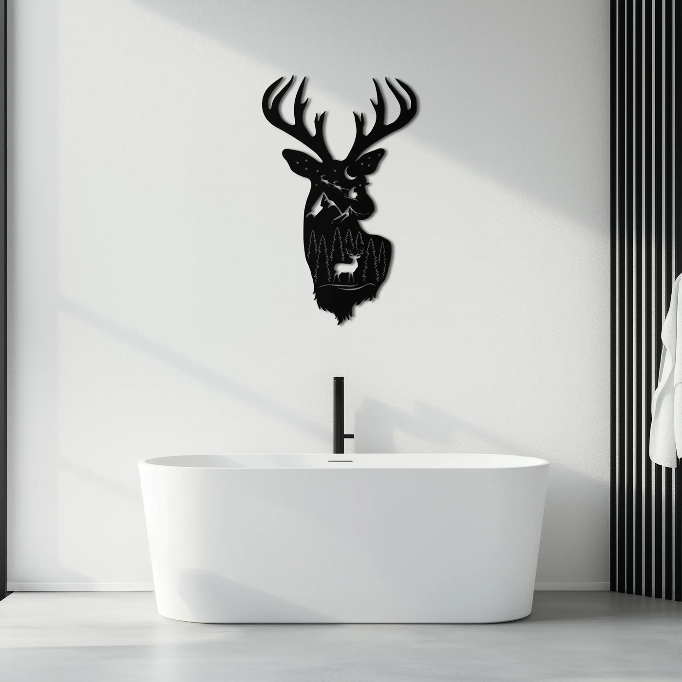 Majestic Deer Metal Wall Art - Nature-Inspired Steel Silhouette Decor- KAF301 by Enova Art