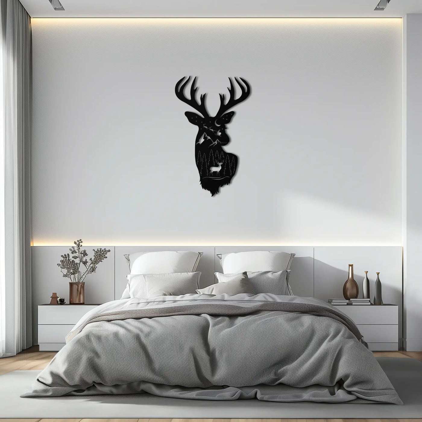Majestic Deer Metal Wall Art - Nature-Inspired Steel Silhouette Decor- KAF301 by Enova Art