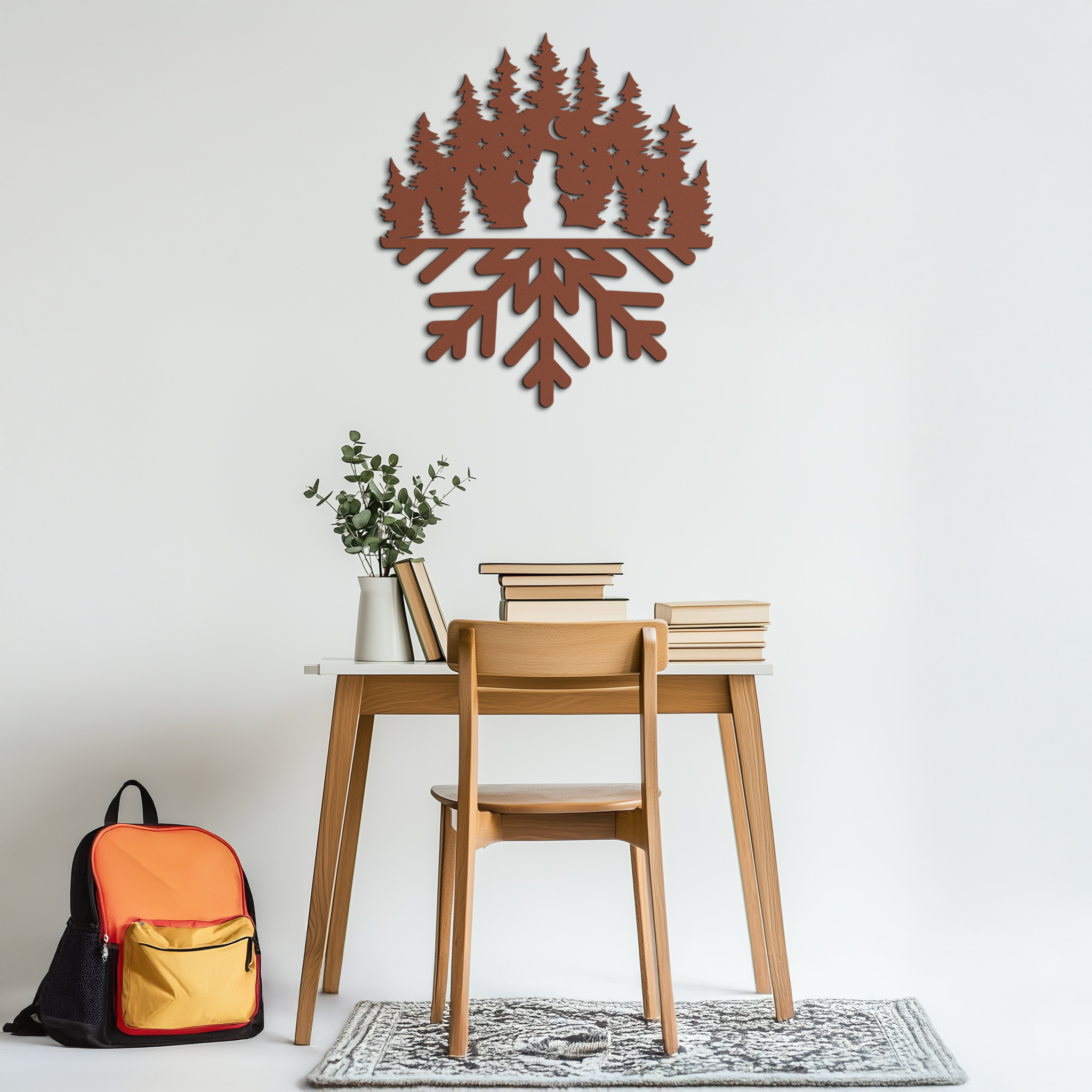 Snowflake Forest Metal Wall Art - Winter Tree Silhouette Home Decor- KAF303 by Enova Art