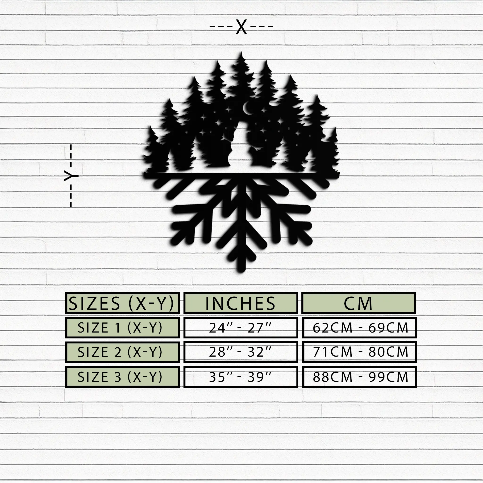 Snowflake Forest Metal Wall Art - Winter Tree Silhouette Home Decor- KAF303 by Enova Art