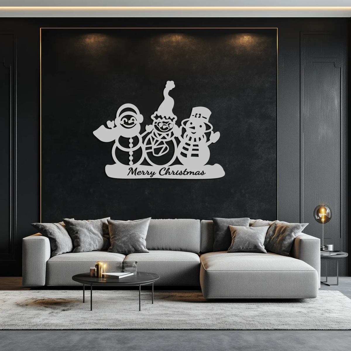 Frosty Trio Metal Wall Art - Merry Christmas Snowman Holiday Decor- KAF306 by Enova Art