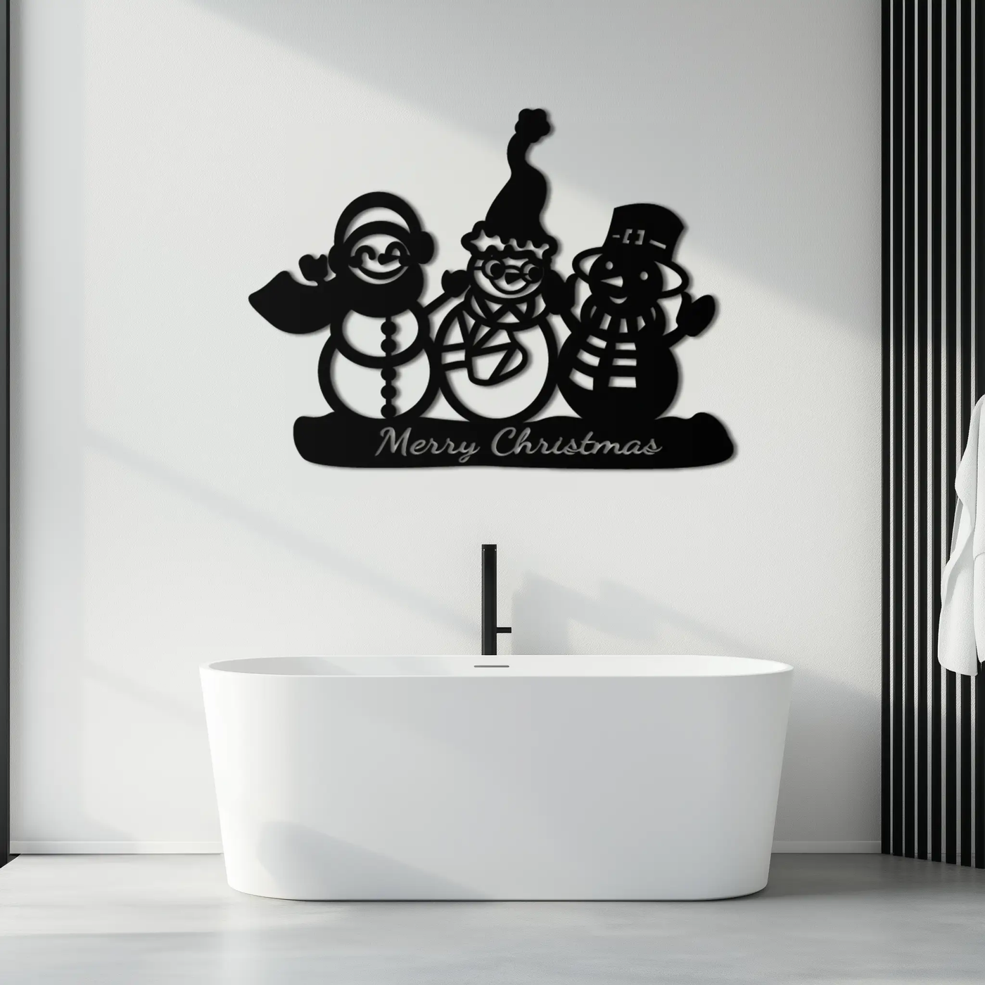 Frosty Trio Metal Wall Art - Merry Christmas Snowman Holiday Decor- KAF306 by Enova Art