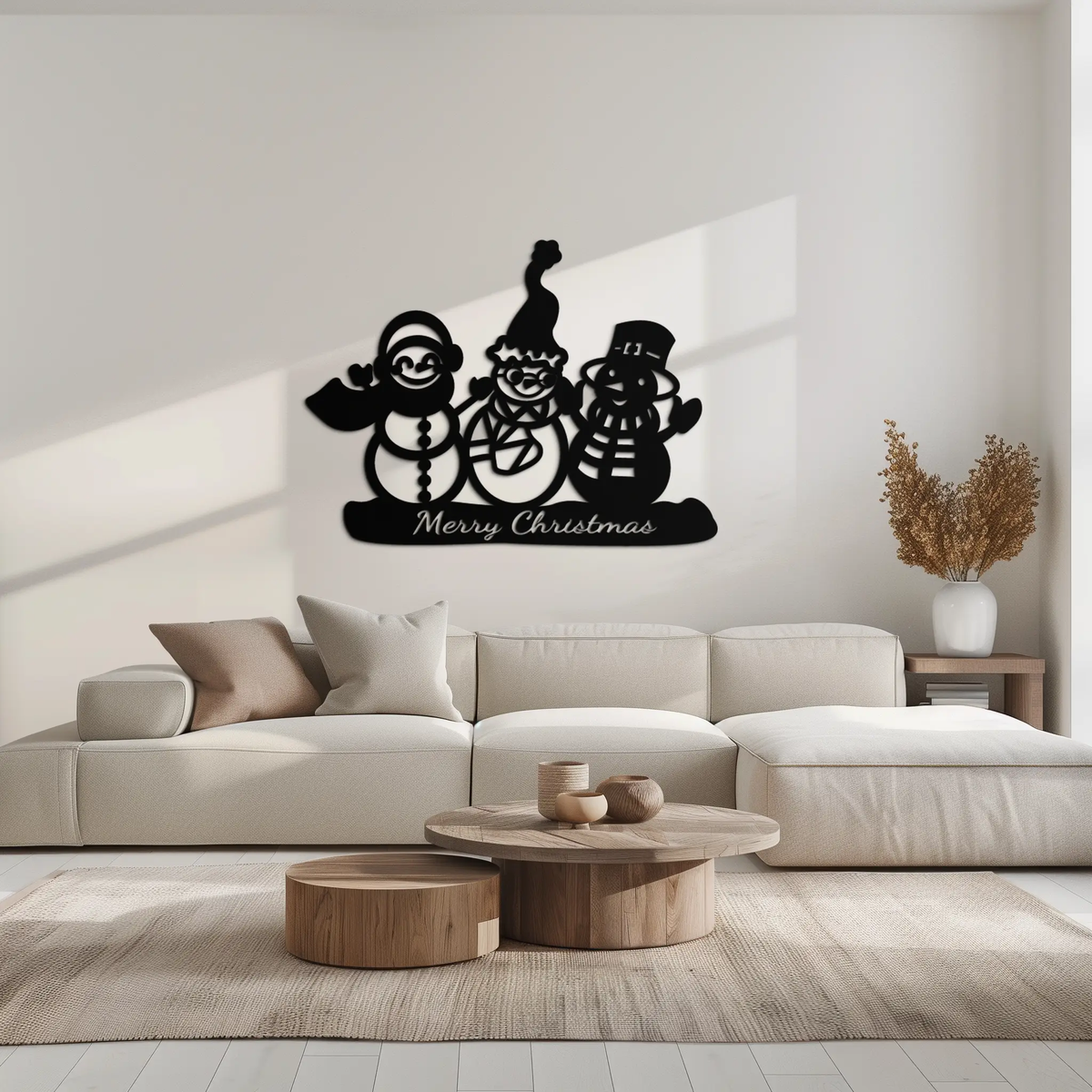 Frosty Trio Metal Wall Art - Merry Christmas Snowman Holiday Decor- KAF306 by Enova Art