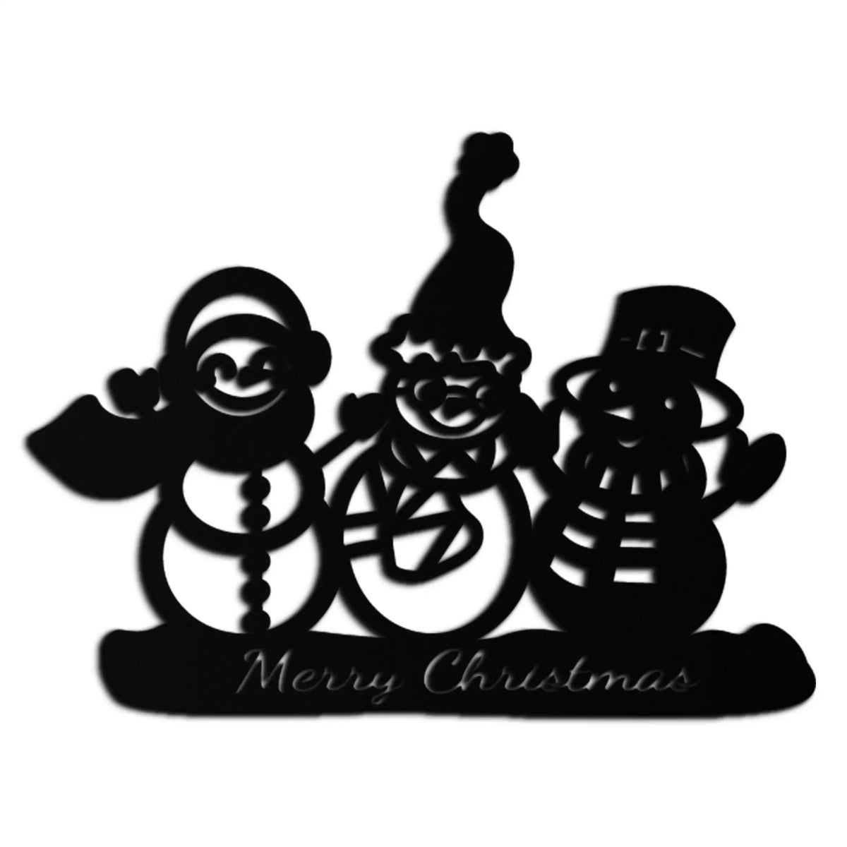 Frosty Trio Metal Wall Art - Merry Christmas Snowman Holiday Decor- KAF306 by Enova Art
