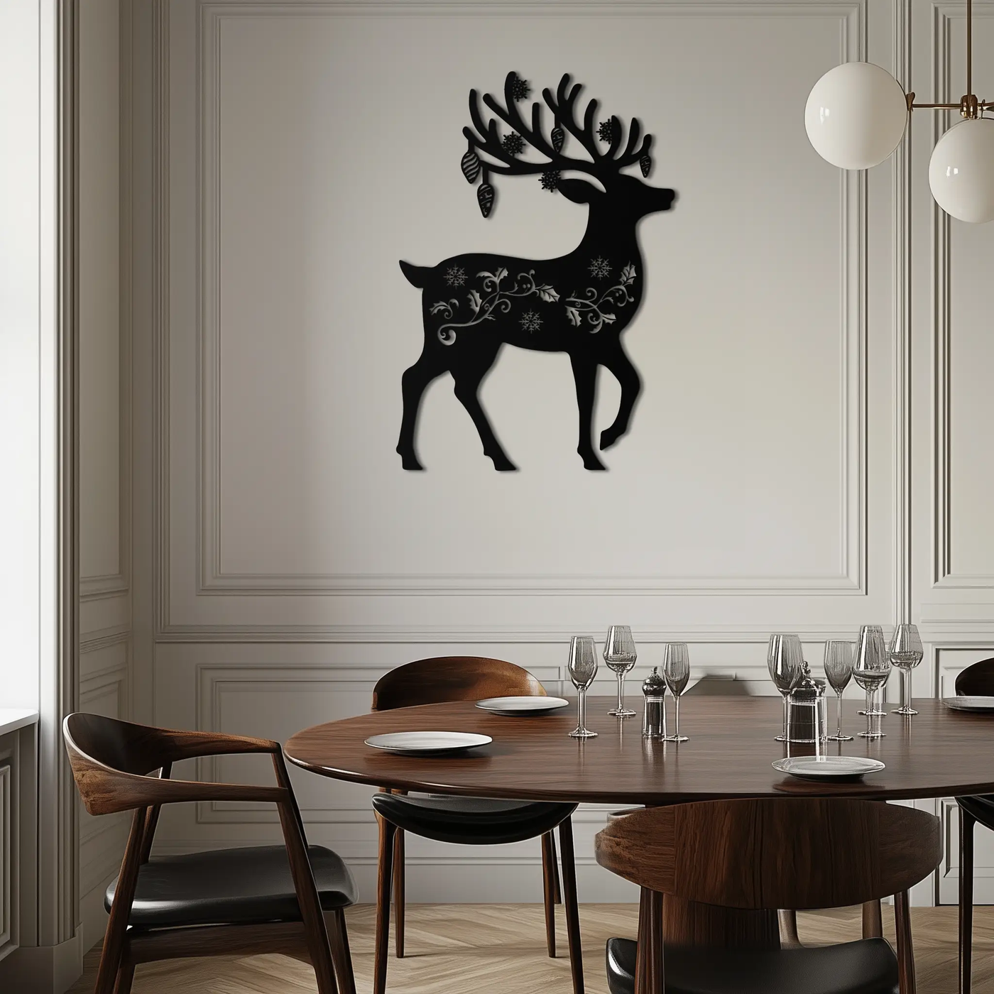 Christmas Reindeer Metal Wall Art - Decorative Holiday Steel Deer Design- KAF308 by Enova Art
