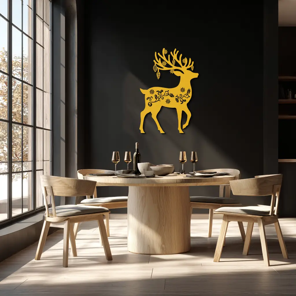 Christmas Reindeer Metal Wall Art - Decorative Holiday Steel Deer Design- KAF308 by Enova Art