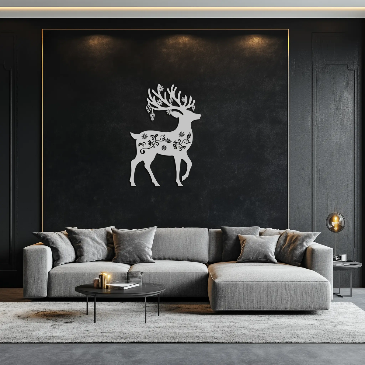 Christmas Reindeer Metal Wall Art - Decorative Holiday Steel Deer Design- KAF308 by Enova Art