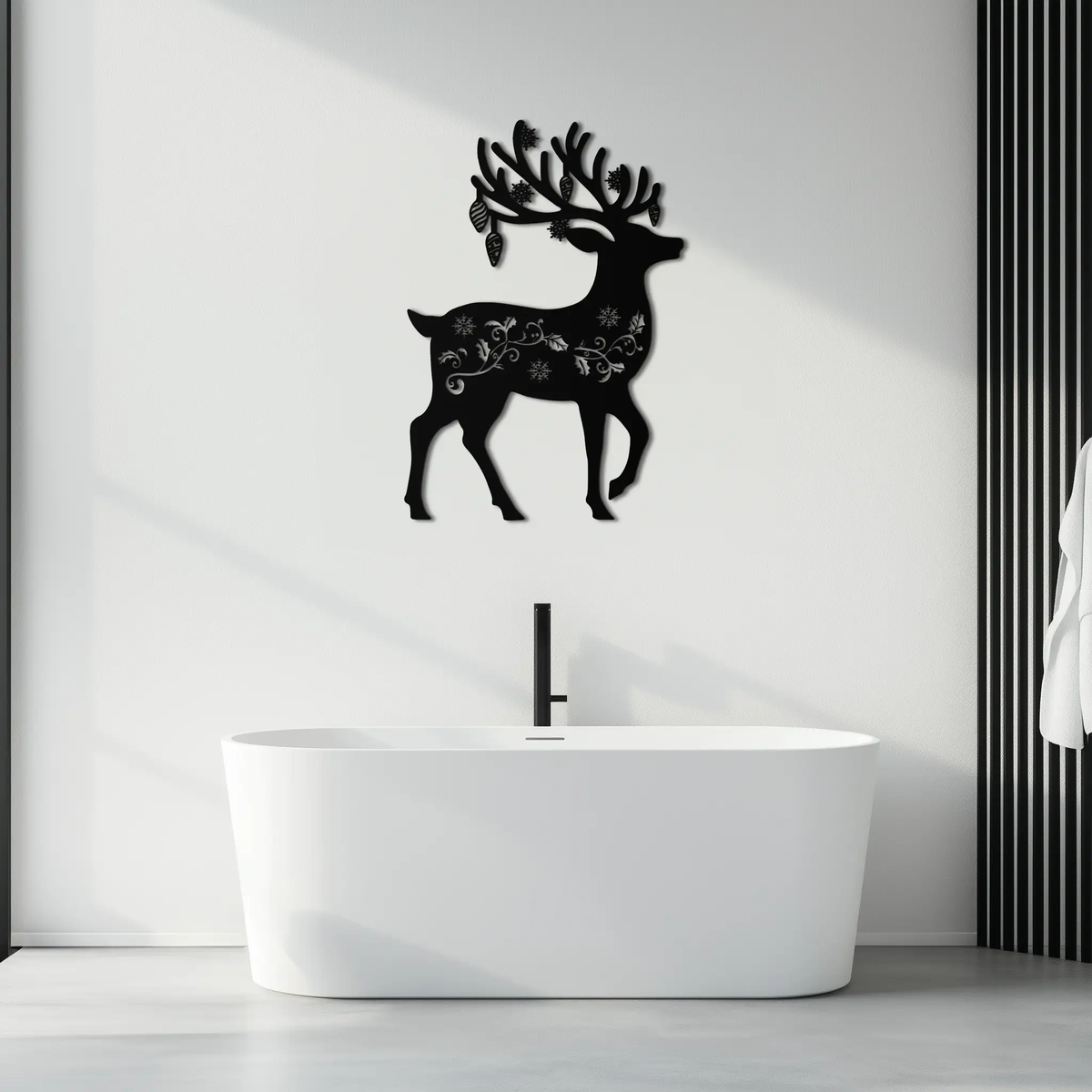Christmas Reindeer Metal Wall Art - Decorative Holiday Steel Deer Design- KAF308 by Enova Art