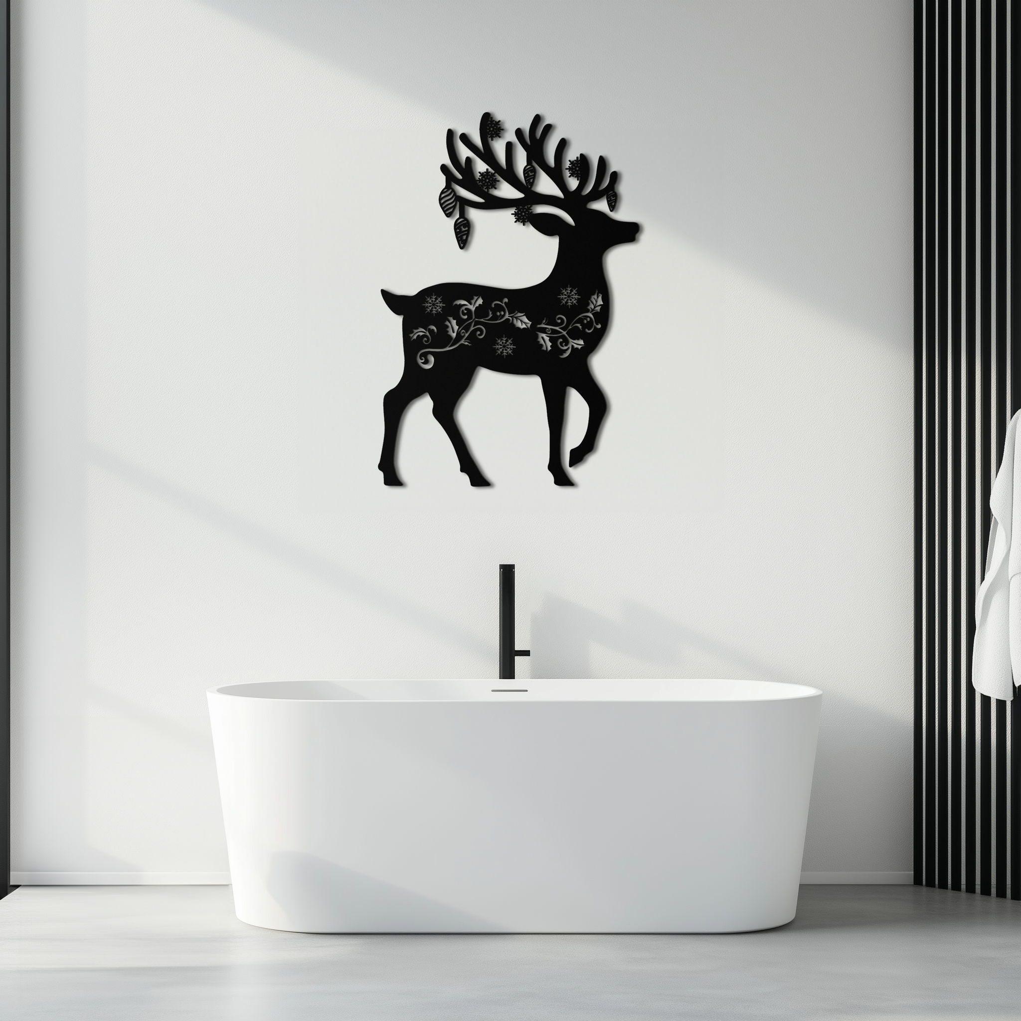 Christmas Reindeer Metal Wall Art - Decorative Holiday Steel Deer Design- KAF308 by Enova Art