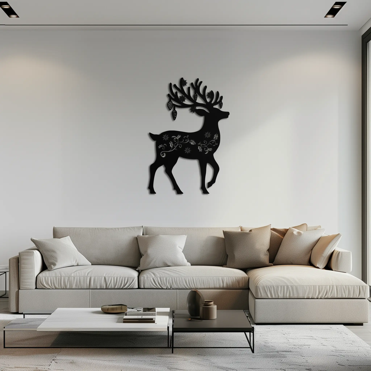 Christmas Reindeer Metal Wall Art - Decorative Holiday Steel Deer Design- KAF308 by Enova Art