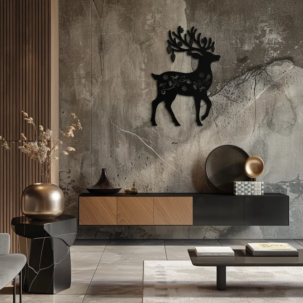 Christmas Reindeer Metal Wall Art - Decorative Holiday Steel Deer Design- KAF308 by Enova Art