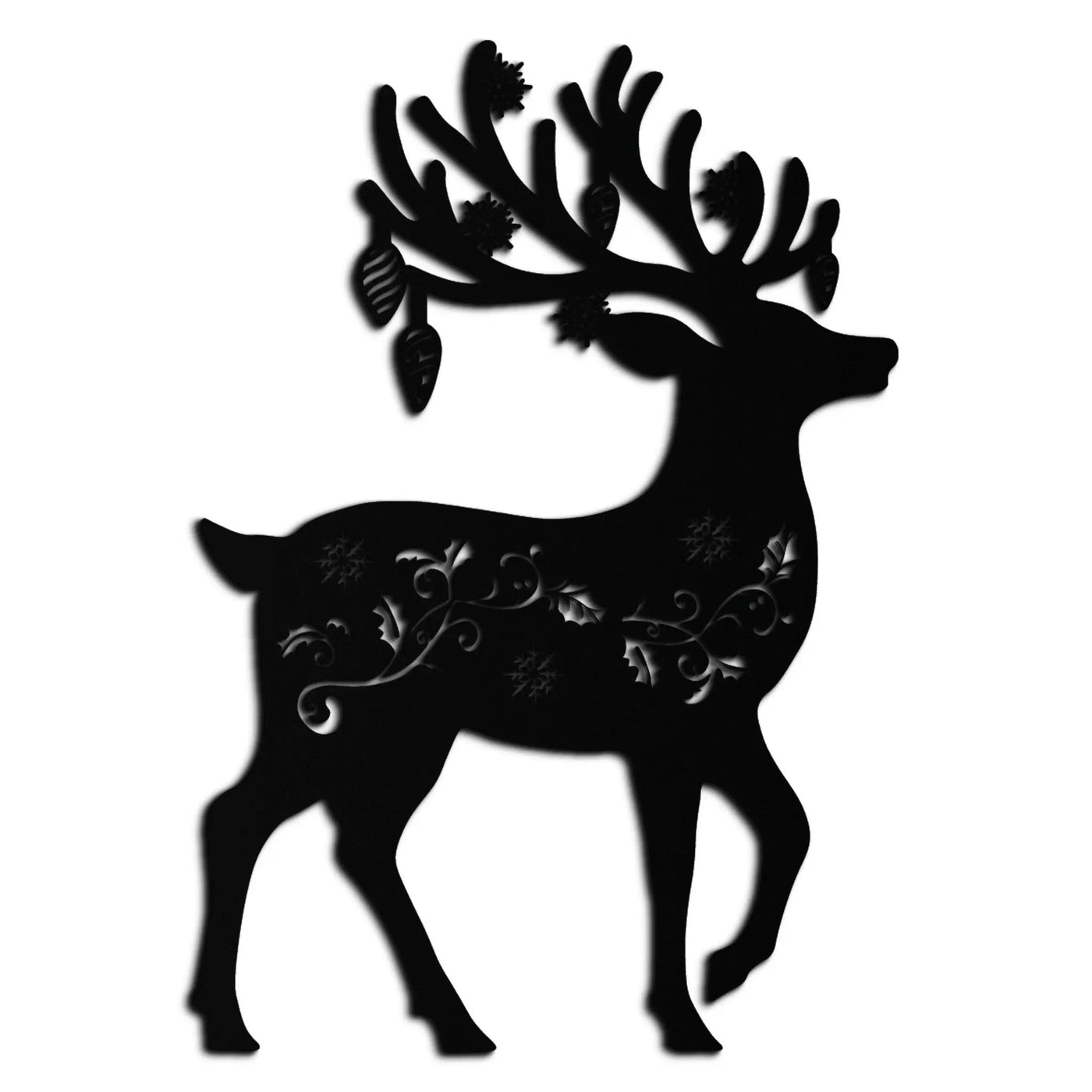 Christmas Reindeer Metal Wall Art - Decorative Holiday Steel Deer Design- KAF308 by Enova Art