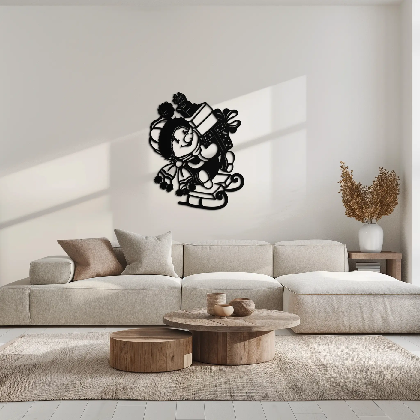Christmas Snowman Metal Wall Art - Festive Holiday Gift Decor with Cute Snowman on Sled- KAF310 by Enova Art