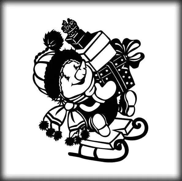 Christmas Snowman Metal Wall Art - Festive Holiday Gift Decor with Cute Snowman on Sled- KAF310 by Enova Art