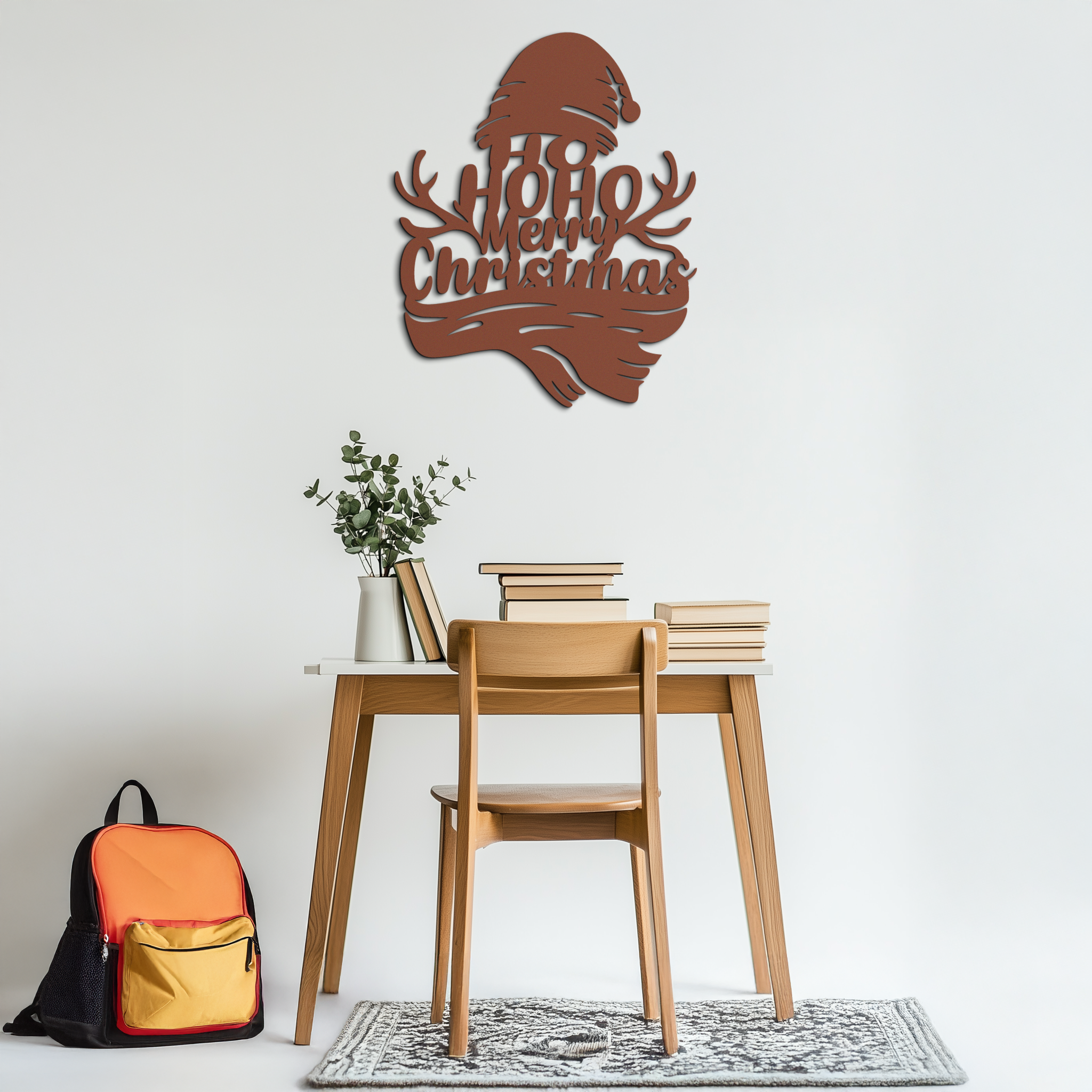 Ho Ho Ho Merry Christmas Metal Wall Art - Festive Reindeer Antlers Holiday Decor- KAF313 by Enova Art