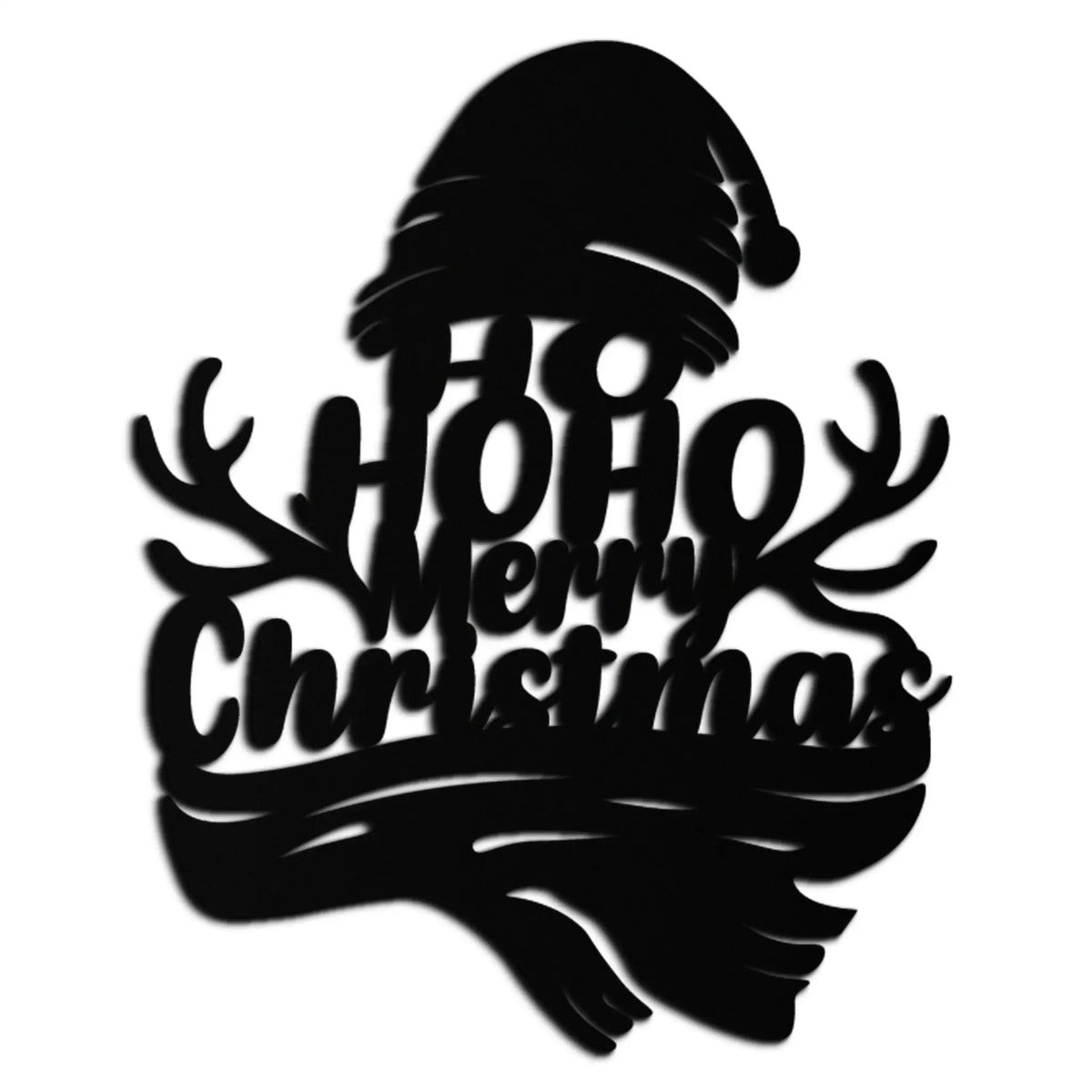 Ho Ho Ho Merry Christmas Metal Wall Art - Festive Reindeer Antlers Holiday Decor- KAF313 by Enova Art