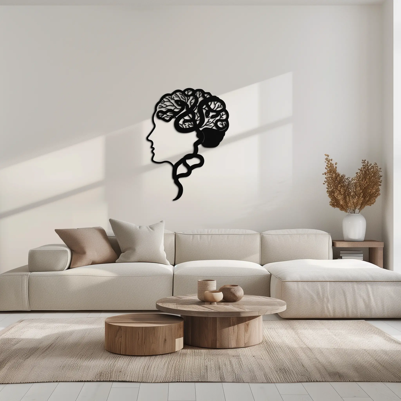 Brain Tree Metal Wall Art - Abstract Woman Head Silhouette Steel Decor- KAF318 by Enova Art