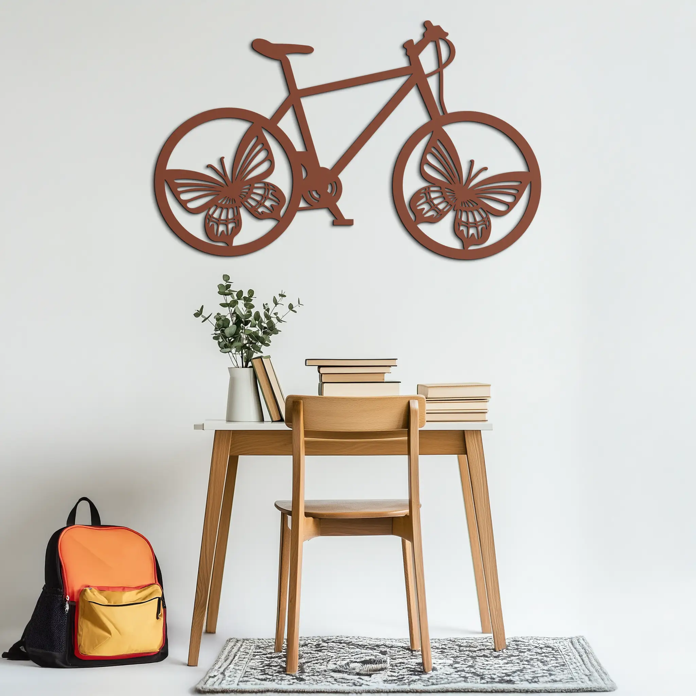 Butterfly Wheel Bicycle Metal Wall Art – Modern Artistic Bike Silhouette Decor- KAF319 by Enova Art