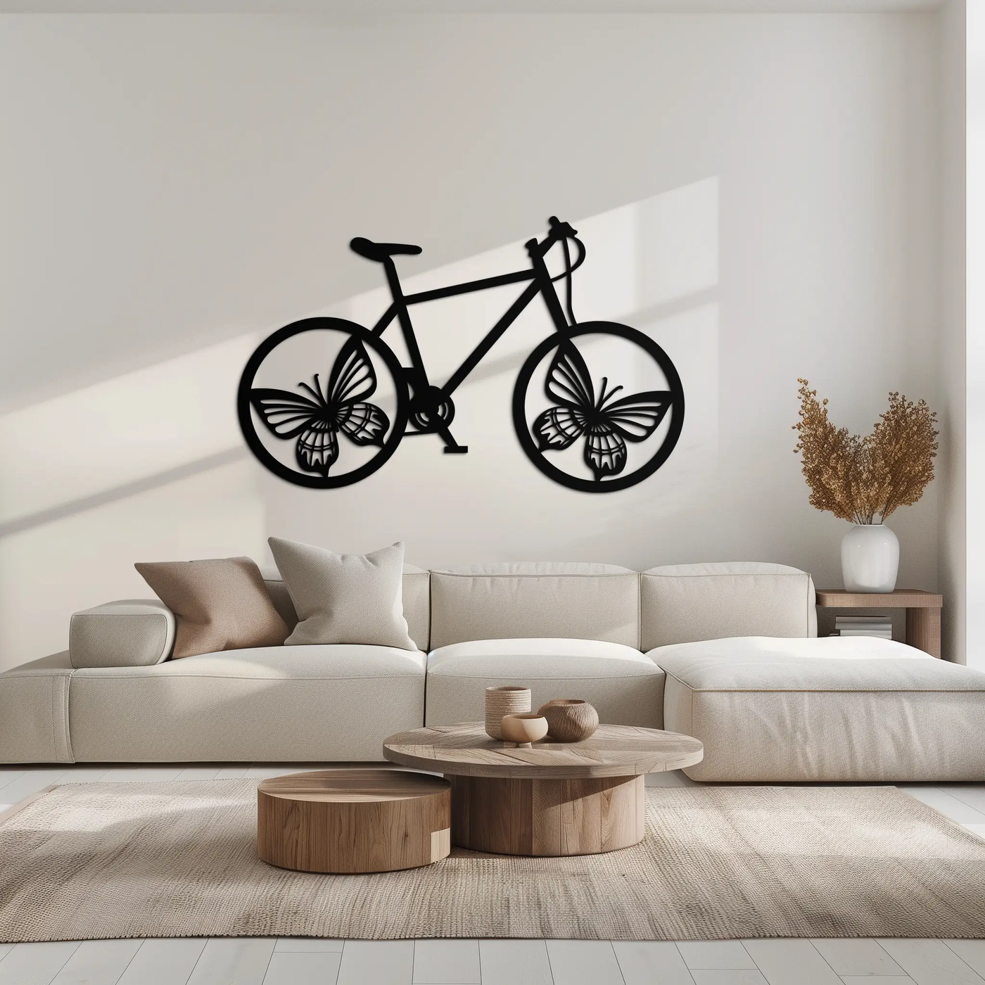 Butterfly Wheel Bicycle Metal Wall Art – Modern Artistic Bike Silhouette Decor- KAF319 by Enova Art