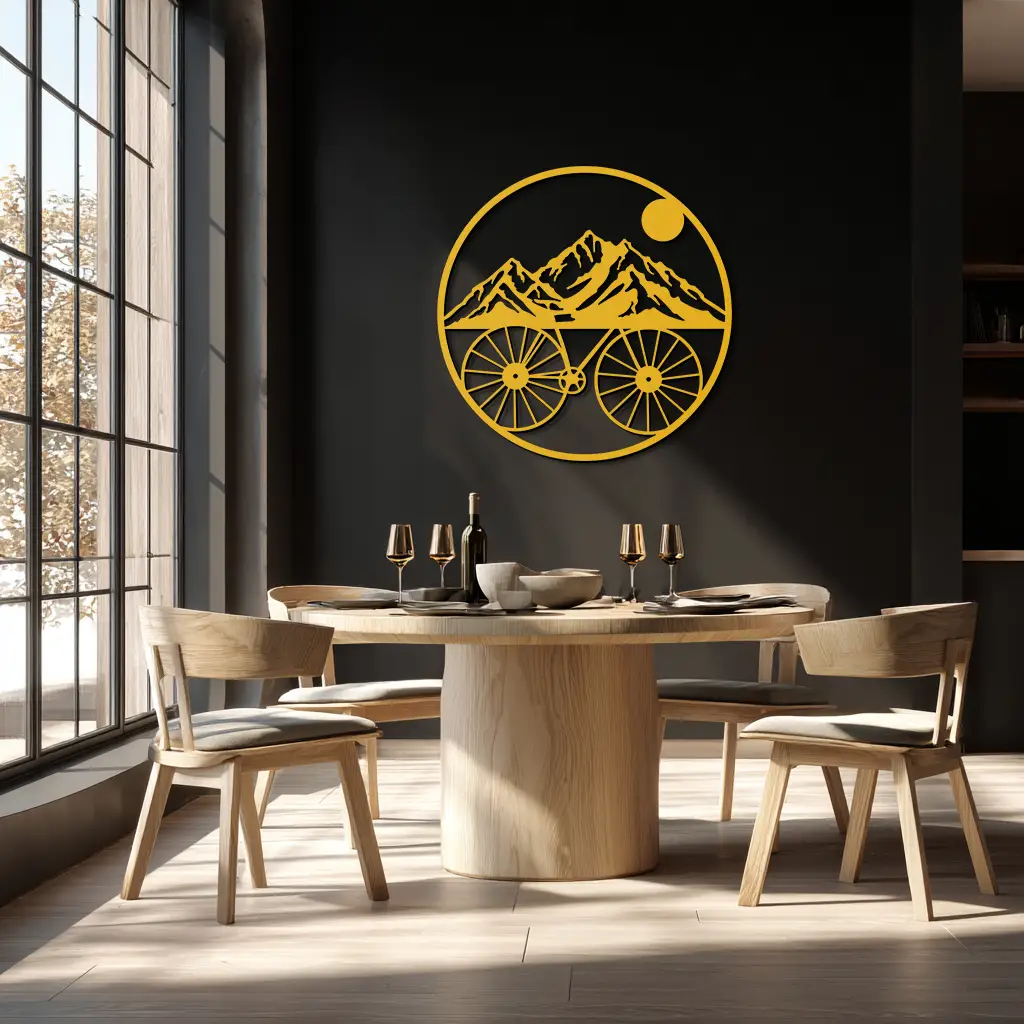 Mountain Bike Silhouette Metal Wall Art - Scenic Bicycle and Nature Scene Decor- KAF320 by Enova Art