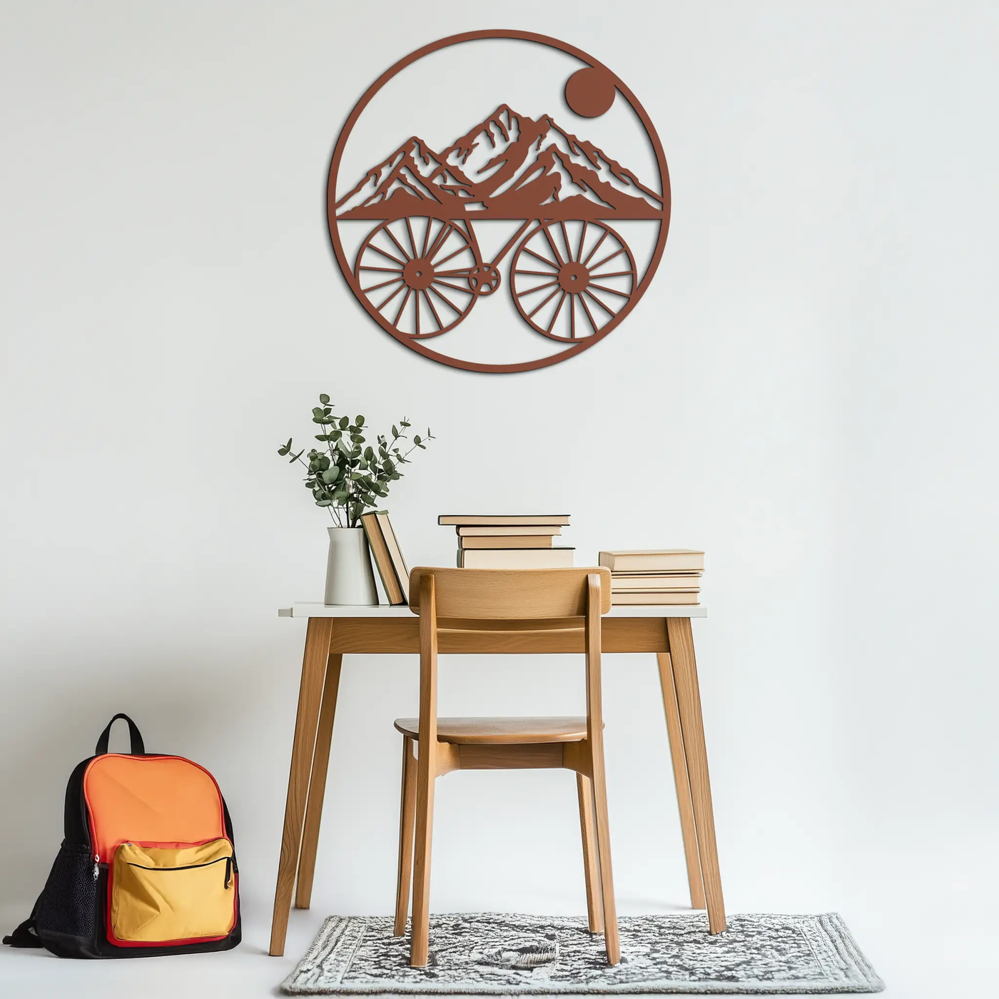 Mountain Bike Silhouette Metal Wall Art - Scenic Bicycle and Nature Scene Decor- KAF320 by Enova Art