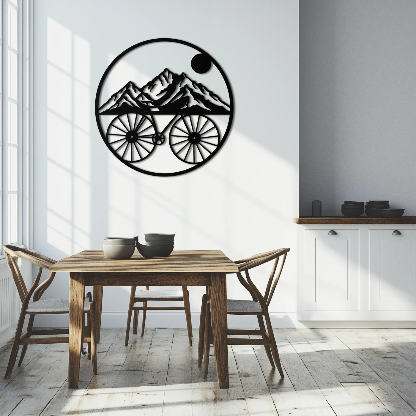 Mountain Bike Silhouette Metal Wall Art - Scenic Bicycle and Nature Scene Decor- KAF320 by Enova Art