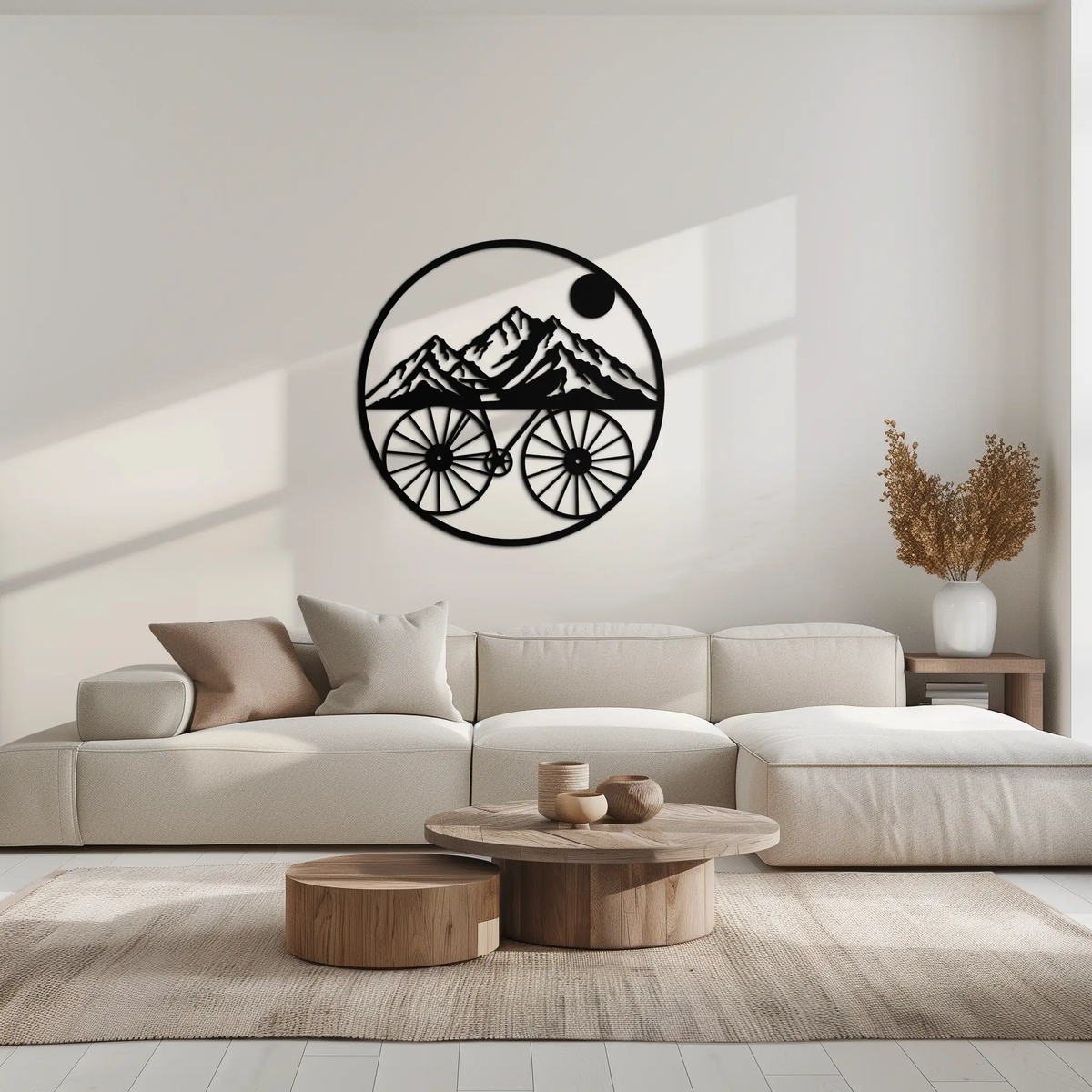 Mountain Bike Silhouette Metal Wall Art - Scenic Bicycle and Nature Scene Decor- KAF320 by Enova Art