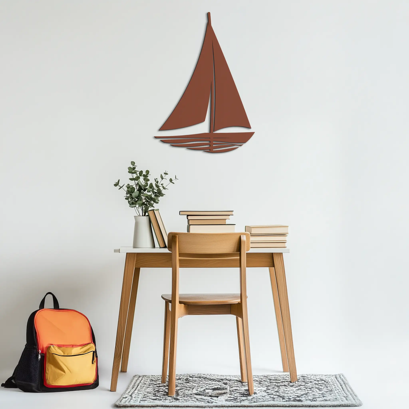 Nautical Sailboat Silhouette Metal Wall Art – Minimalist Ocean-Inspired Steel Decor- KAF326 by Enova Art