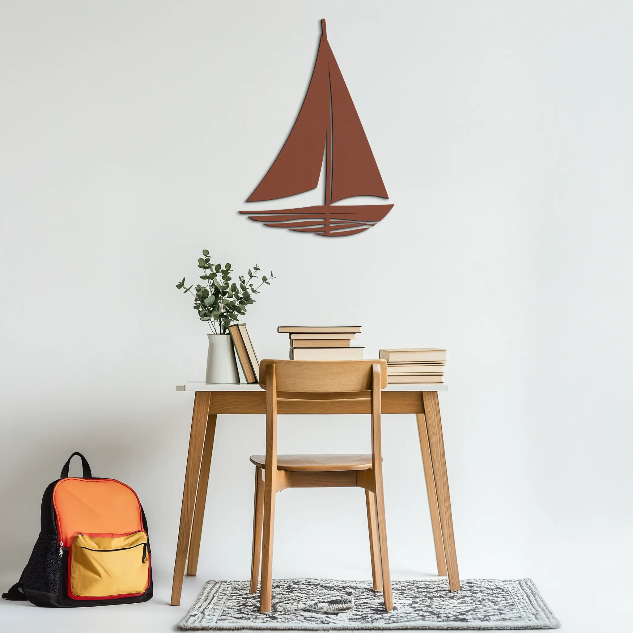 Nautical Sailboat Silhouette Metal Wall Art – Minimalist Ocean-Inspired Steel Decor- KAF326 by Enova Art