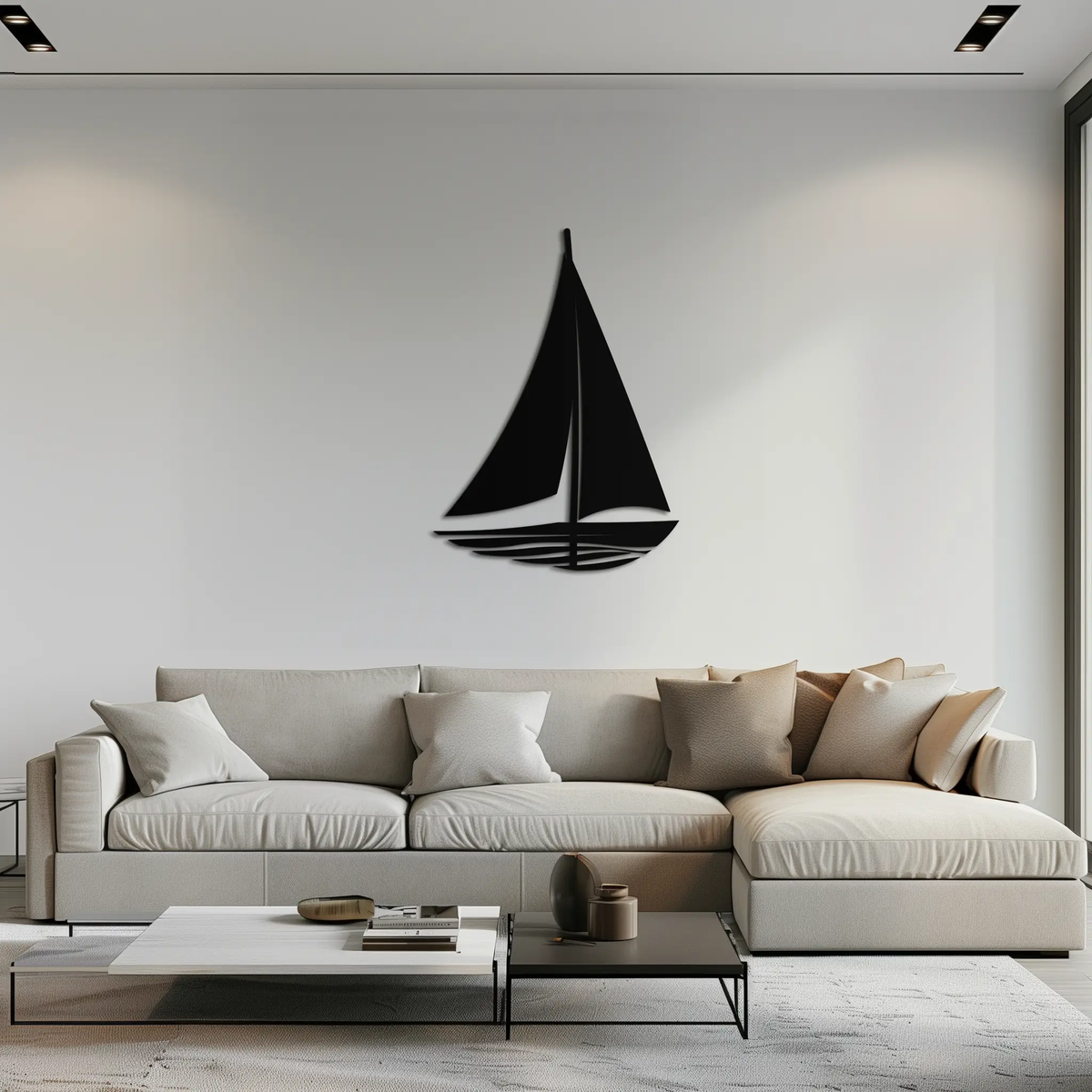 Nautical Sailboat Silhouette Metal Wall Art – Minimalist Ocean-Inspired Steel Decor- KAF326 by Enova Art