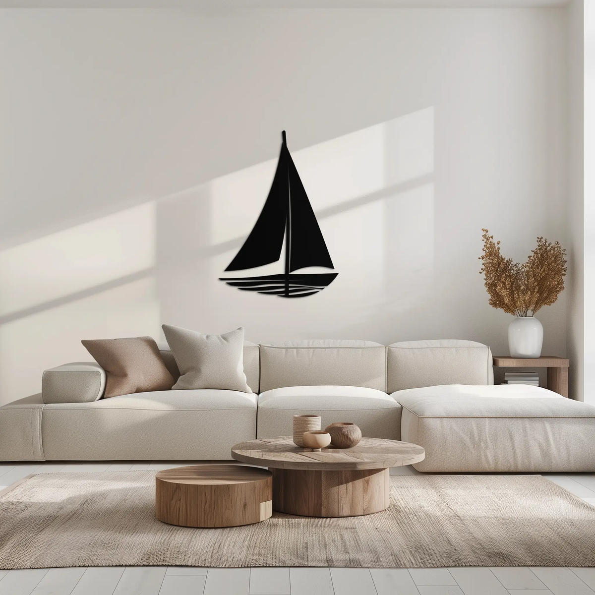 Nautical Sailboat Silhouette Metal Wall Art – Minimalist Ocean-Inspired Steel Decor- KAF326 by Enova Art