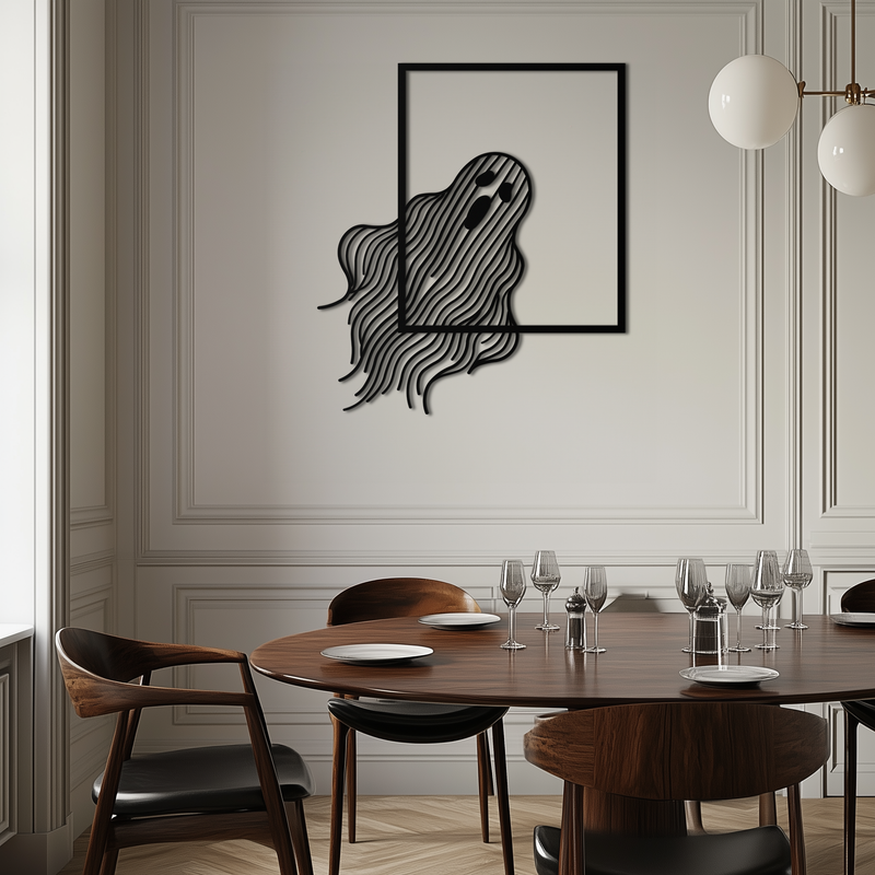 Ghost Metal Wall Art – Spooky Ghost Silhouette Steel Decor for Halloween or Gothic Interiors- KAF329 by Enova Art