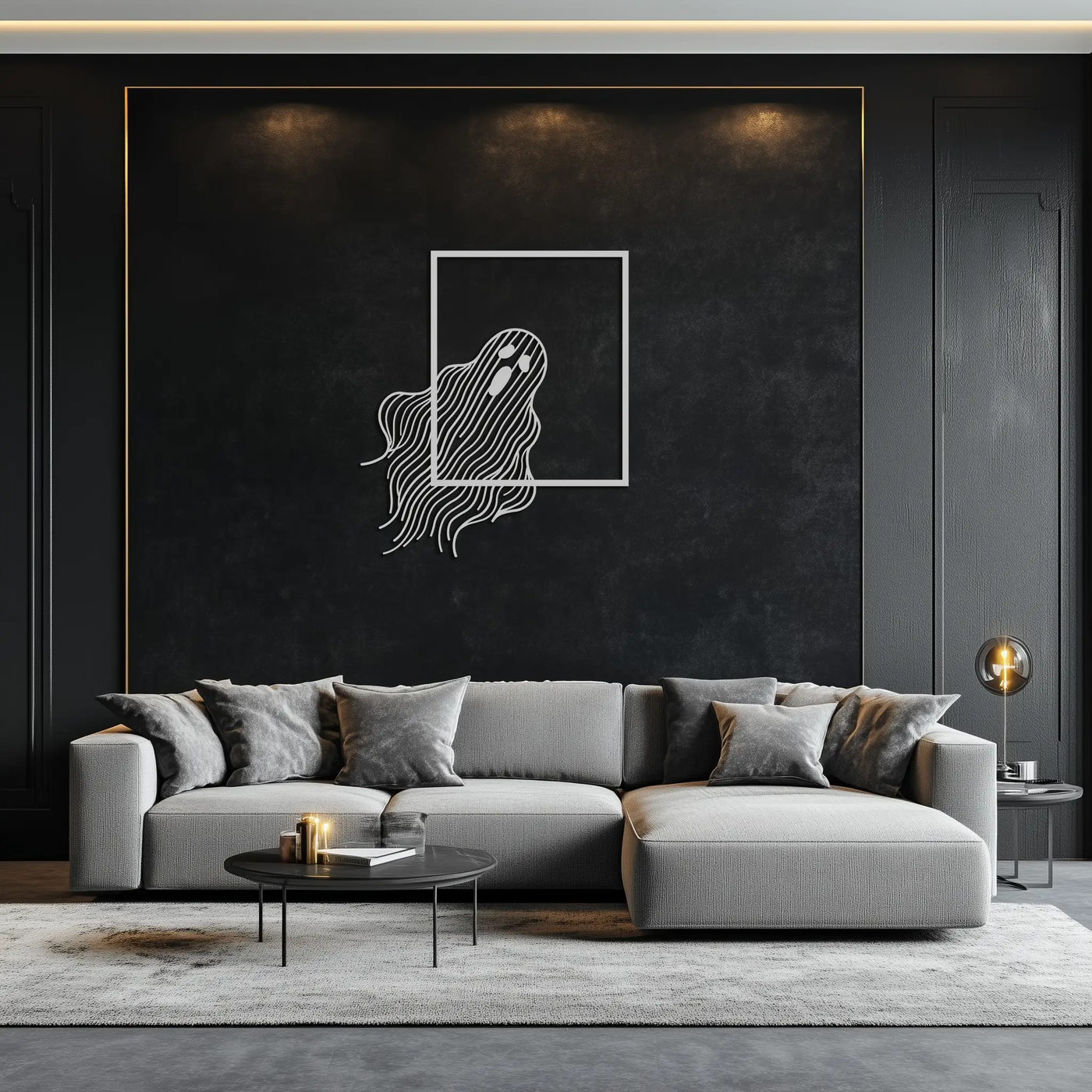 Ghost Metal Wall Art – Spooky Ghost Silhouette Steel Decor for Halloween or Gothic Interiors- KAF329 by Enova Art