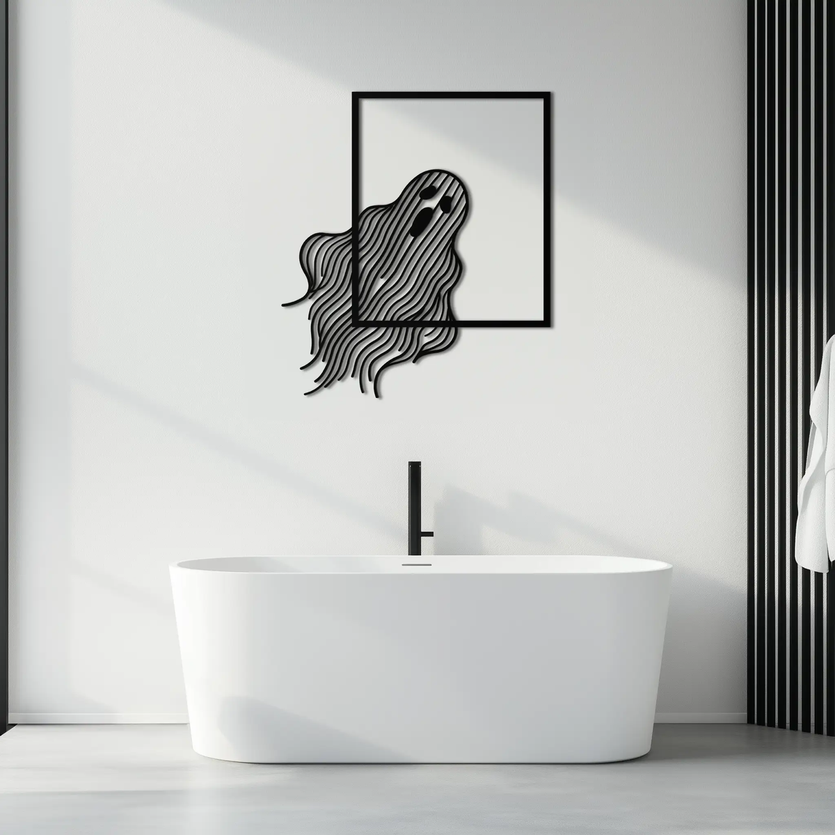 Ghost Metal Wall Art – Spooky Ghost Silhouette Steel Decor for Halloween or Gothic Interiors- KAF329 by Enova Art