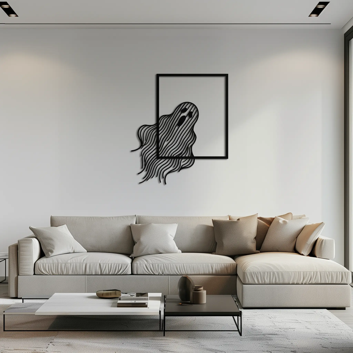 Ghost Metal Wall Art – Spooky Ghost Silhouette Steel Decor for Halloween or Gothic Interiors- KAF329 by Enova Art