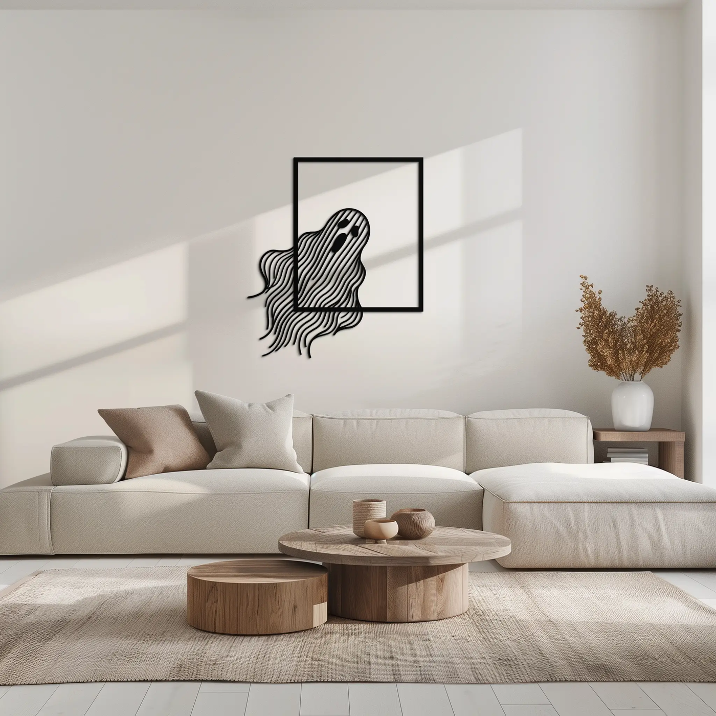 Ghost Metal Wall Art – Spooky Ghost Silhouette Steel Decor for Halloween or Gothic Interiors- KAF329 by Enova Art