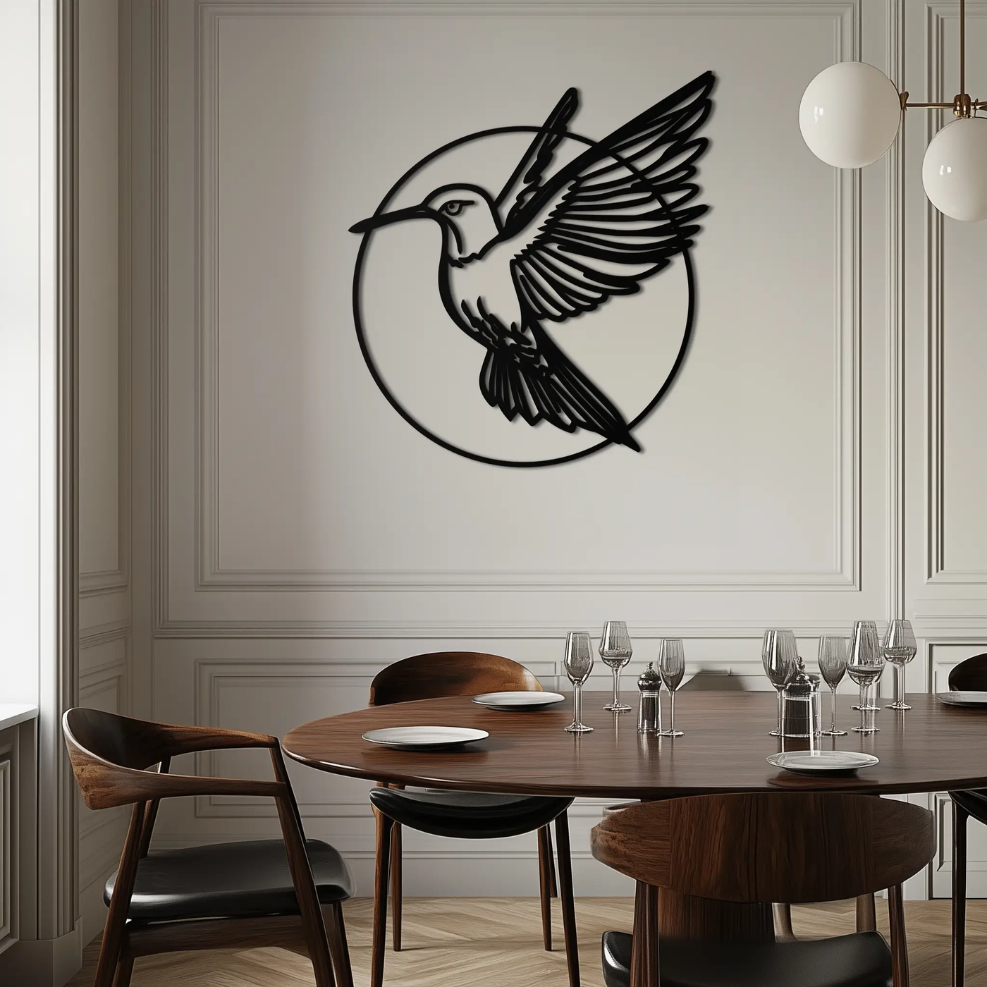 Hummingbird Metal Wall Art – Elegant Bird Silhouette Steel Decor for Nature Inspired Spaces- KAF330 by Enova Art
